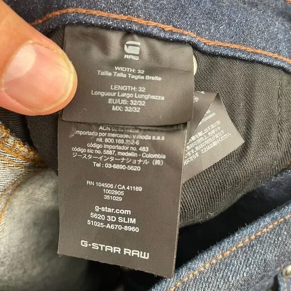 G-Star Raw Jeans Men 32x31 Blue 3D Slim Fit Button Fly Articulated Knees‎ 5620